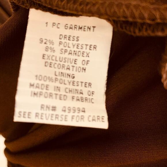 R & M Richards Brown Beaded Halter Neck Knee Length Fit & Flare Dress Size 12P - Picture 8 of 10